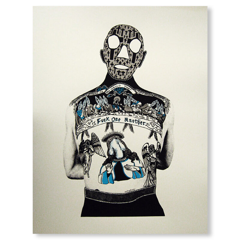 FUCK ONE ANOTHER - sérigraphie bleue | Audrey Faury