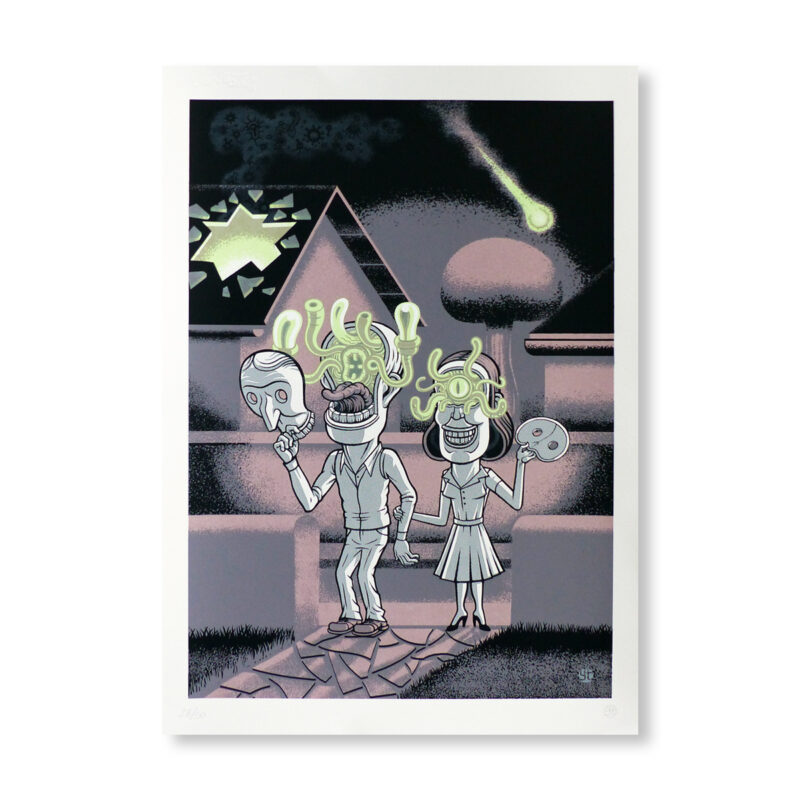 LES VOISINS DANS FACE  (phosphorescent) - sérigraphie | Yann Taillefer