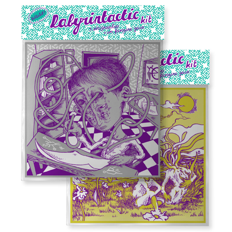 LABYRINTACTIC KIT - pochettes de cartes sérigraphiées + fanzine | Aude Carbone
