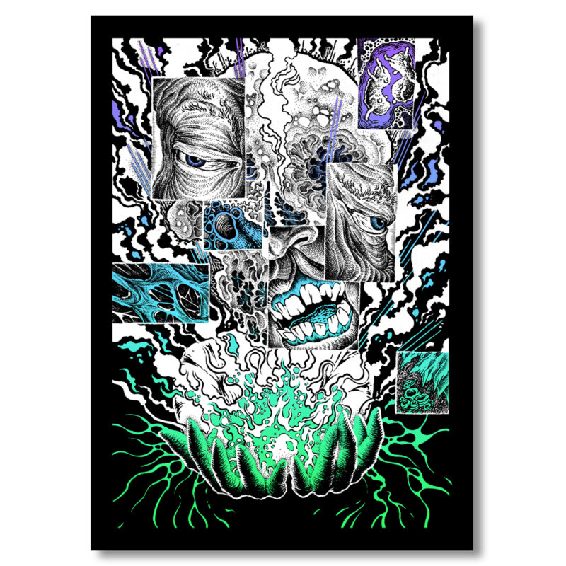 RADIOBOMB - bleu - sérigraphie | Aude carbone